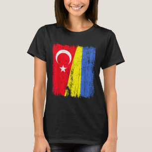 Turkije Oekraine Half Vlag Turks Oekraïens Erfgoed T-shirt