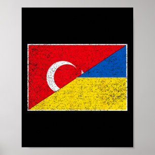 Turkije Oekraine Vlag Turkiye Turks Oekraïens Nati Poster