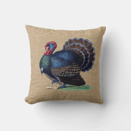 Turkije op faux Burlap Pillow Kussen