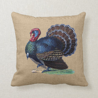 Turkije op faux Burlap Pillow Kussen
