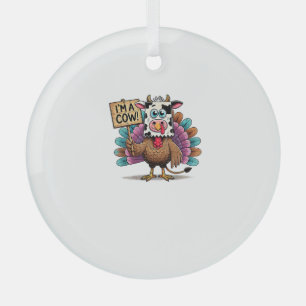 Turkije Paper Bag Moo Ik ben een Koe Thanksgiving Glas Ornament