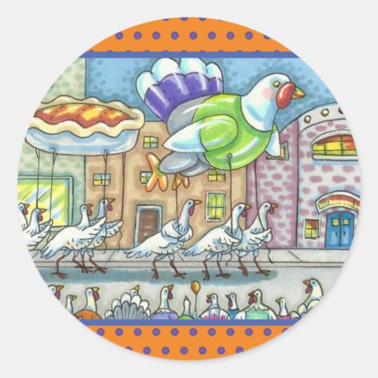 TURKIJE PARADE, THANKSGIVING DAG HELIUMBALLOONS RONDE STICKER (Voorkant)