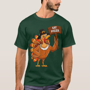 Turkije Pilgrim Eat Pizza Adult Vegan Kinder Funny T-shirt