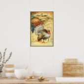 Turkije Pumpkin Corn Grapes Apple Haystack Poster (Keuken)