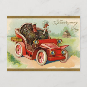 Turkije Rijden in een auto Thanksgiving Feestdagenkaart