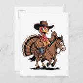 Turkije Rijden op een Paard Cowboy Turkije Thanksg Uitnodiging Briefkaart (Voorkant / Achterkant)