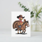 Turkije Rijden op een Paard Cowboy Turkije Thanksg Uitnodiging Briefkaart (Staand voorkant)