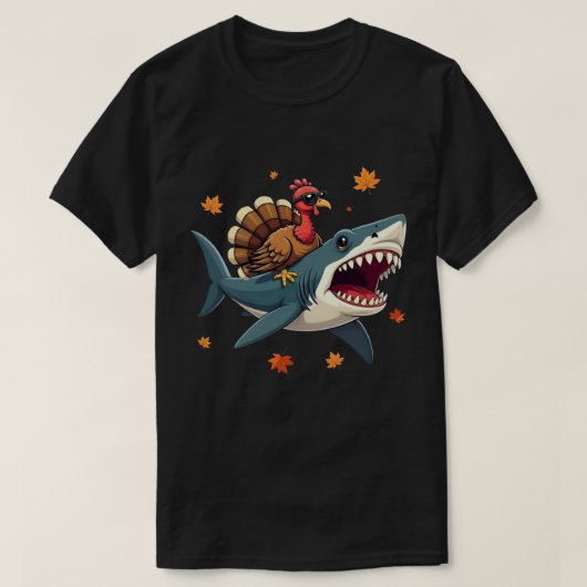 Turkije Rijden Shark Funny Thanksgiving T-shirt (Design voorkant)