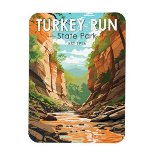 Turkije Run State Park Indiana Travel Art Vintage Magneet