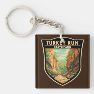 Turkije Run State Park Indiana Travel Art Vintage Sleutelhanger