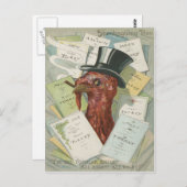 Turkije Sigaar Top Hat Thanksgiving Menu (Voorkant / Achterkant)