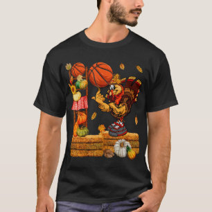 Turkije spelen basketbal met Herfst pompoenen weds T-shirt