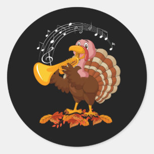 Turkije Spelen Trompet Thanksgiving Trompet Lover Ronde Sticker