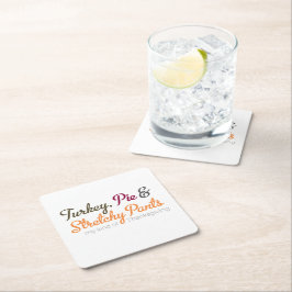 Turkije, taart en rekbare broek vierkante kartonnen onderzetter