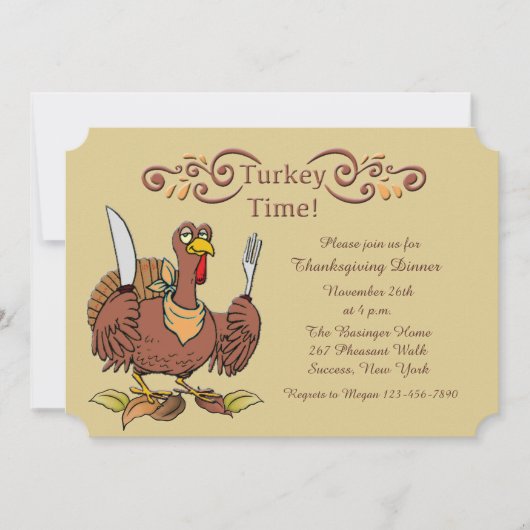 Turkije Time Thanksgiving Dinner Invision Kaart (Voorkant)