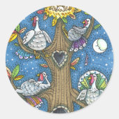 TURKIJE TREE, THANKSGIVING FUNNY GOBBLERS ROOST RONDE STICKER (Voorkant)