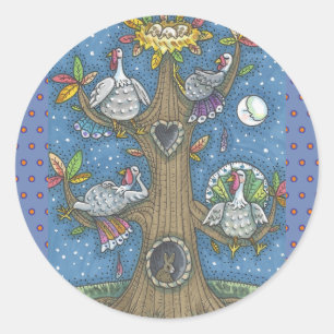TURKIJE TREE, THANKSGIVING GOBBLERS STICKERS Round