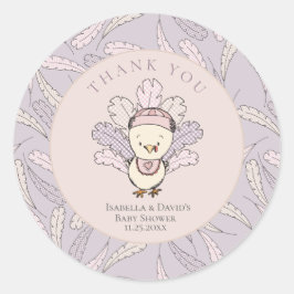Turkije & Veren Herfst Meisje Baby shower Dank u Ronde Sticker