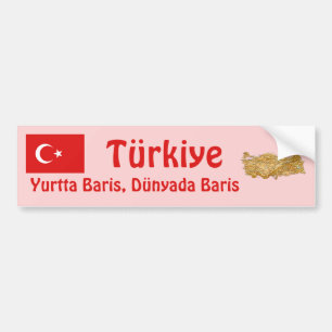 Turkije Vlag + Landkaart Bumpersticker