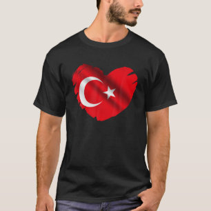 Turkije vlag op de vorm van het Turkse hart T-shirt