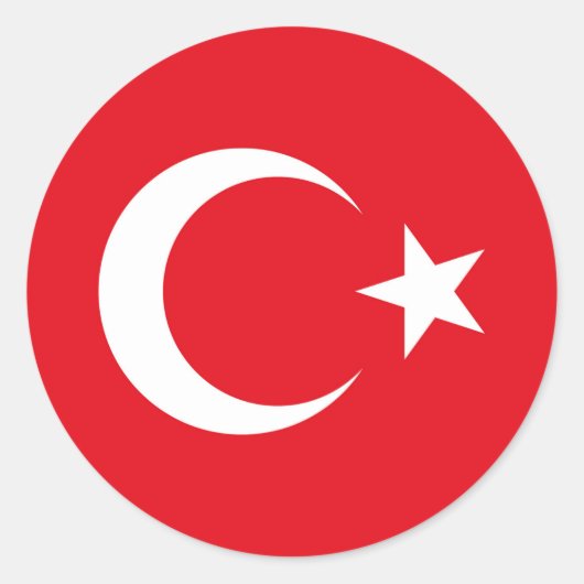 Turkije Vlag Ronde Sticker (Voorkant)