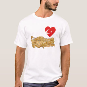 Turkije - Vlaggenhart en -kaart T-Shirt