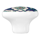 Turkis Blue Ceramic Floral Keramische Knop (Zijkant)