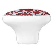 Turkis Red Ceramic Floral. Keramische Knop (Zijkant)