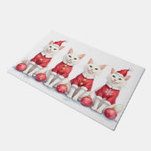 Turkish Angora Cat Christmas Dress Santa Hat Deurmat (Schuin)