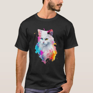 Turkish Angora Kleurrijke Splashes Paint, Abstract T-shirt