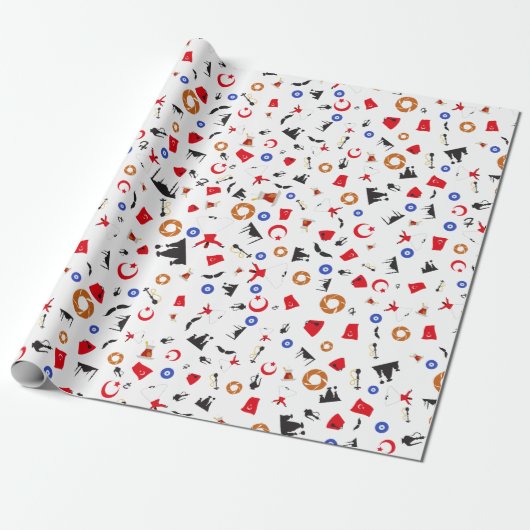 Turkish culture items in a fun pattern cadeaupapier (Uitgerold)
