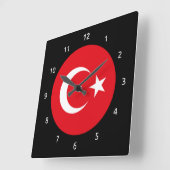 Turkish Flag Wall Clock Vierkante Klok (Hoek)