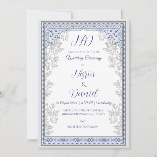 Turkish Royal Theme Wedding Invitation Kaart (Voorkant)