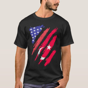 Turkiye Amerikaanse Patriottengroei Hart Vlag Stre T-shirt