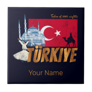 Türkiye Istanboel  Vlag Turkije Souvenir Tegeltje