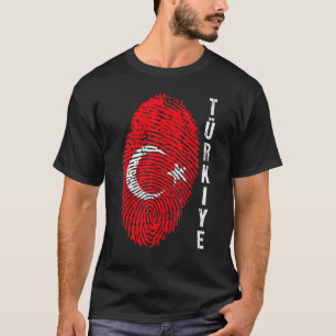Turkiye National Flag Fingerprint Bayragi H T-shirt