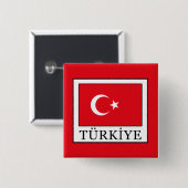 Türkiye Vierkante Button 5,1 Cm (Voorkant /achterkant)