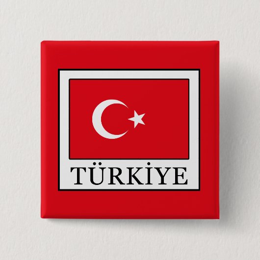 Türkiye Vierkante Button 5,1 Cm (Voorkant)