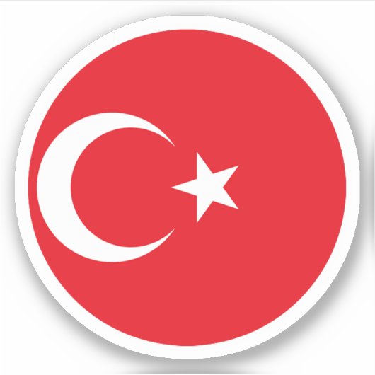 Turkiye Vlag Ronde Sticker (Voorkant)