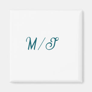 Turkkoois monogram huwelijks koppel naam eenvoudig magneet