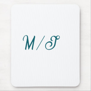 Turkkoois monogram huwelijks koppel naam eenvoudig muismat