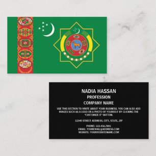 Turkmeense vlag & embleem, vlag van Turkmenistan Visitekaartje