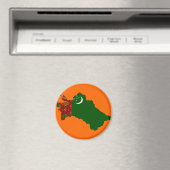 Turkmeense vlag kaart magneet (Insitu (Vaatwasser))