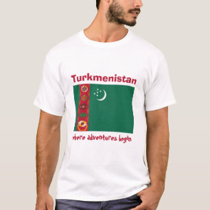 Turkmenistaanse vlag + kaart + T-shirt voor tekst