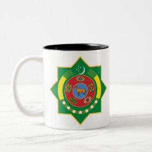 turkmenistan embleem tweekleurige koffiemok