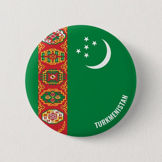 Turkmenistan Flag Cute Patriotic Ronde Button 5,7 Cm (Voorkant)