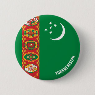 Turkmenistan Flag Cute Patriotic Ronde Button 5,7 Cm