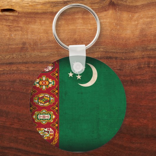 Turkmenistan Flag Distress Sleutelhanger (Voorkant)