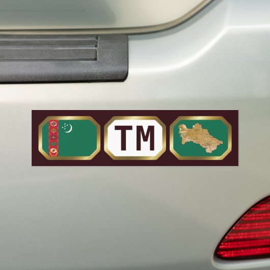 Turkmenistan Flag Map Code Bumpersticker (Op auto)