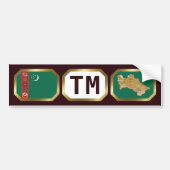 Turkmenistan Flag Map Code Bumpersticker (Voorkant)